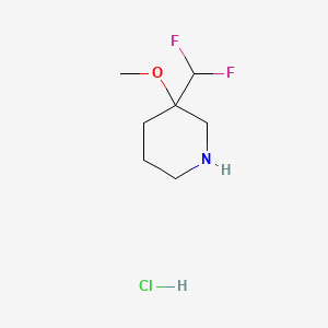 molecular formula C7H14ClF2NO B15296647 3-(Difluoromethyl)-3-methoxypiperidine hydrochloride 