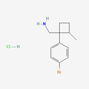 molecular formula C12H17BrClN B15296779 1-[1-(4-Bromophenyl)-2-methylcyclobutyl]methanamine hydrochloride 