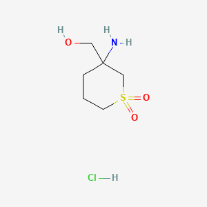 molecular formula C6H14ClNO3S B15296998 3-Amino-3-(hydroxymethyl)-1lambda6-thiane-1,1-dione hydrochloride 