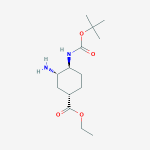 molecular formula C14H26N2O4 B1529702 (1S,3S,4S)-乙基 3-氨基-4-(叔丁氧羰基氨基)环己烷羧酸盐 CAS No. 1392745-50-4