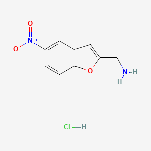 molecular formula C9H9ClN2O3 B15297133 1-(5-Nitro-1-benzofuran-2-yl)methanamine hydrochloride 