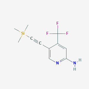 molecular formula C11H13F3N2Si B1529743 6-Amino-4-(trifluoromethyl)3-(trimethylsilyl)acetylenylpyridine CAS No. 1260384-39-1