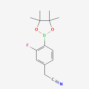 2-[3-Fluoro-4-(tetramethyl-1,3,2-dioxaborolan-2-yl)phenyl]acetonitrile