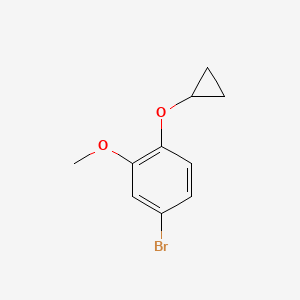 molecular formula C10H11BrO2 B15298077 4-Bromo-1-cyclopropoxy-2-methoxybenzene 