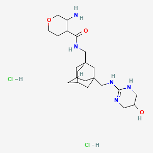 3-amino-N-[(3-{[(5-hydroxy-1,4,5,6-tetrahydropyrimidin-2-yl)amino]methyl}adamantan-1-yl)methyl]oxane-4-carboxamide dihydrochloride