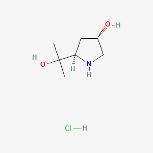 molecular formula C7H16ClNO2 B15298292 (3S,5R)-5-(2-hydroxypropan-2-yl)pyrrolidin-3-ol hydrochloride CAS No. 2901044-39-9