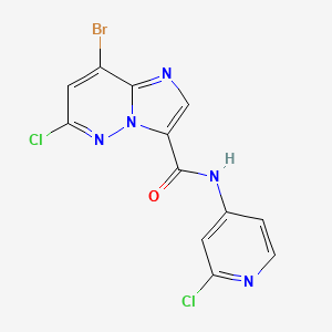 molecular formula C12H6BrCl2N5O B1529844 8-溴-6-氯-N-(2-氯吡啶-4-基)咪唑并[1,2-b]哒嗪-3-甲酰胺 CAS No. 1177416-22-6
