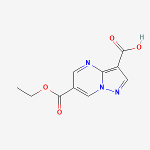 molecular formula C10H9N3O4 B1529855 6-(Ethoxycarbonyl)pyrazolo[1,5-a]pyrimidine-3-carboxylic acid CAS No. 1408074-97-4