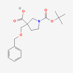 molecular formula C18H25NO5 B15299091 3-[(Benzyloxy)methyl]-1-[(tert-butoxy)carbonyl]pyrrolidine-3-carboxylic acid 