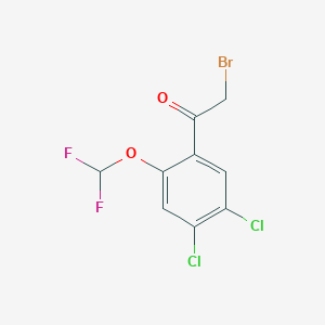 molecular formula C9H5BrCl2F2O2 B1529937 4',5'-Dichloro-2'-(difluoromethoxy)phenacyl bromide CAS No. 1803818-48-5