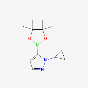 molecular formula C12H19BN2O2 B1529943 1-Cyclopropyl-5-(4,4,5,5-tetramethyl-1,3,2-dioxaborolan-2-yl)-1H-pyrazole CAS No. 2123477-78-9