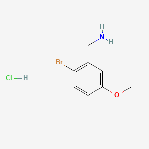 molecular formula C9H13BrClNO B15299476 1-(2-Bromo-5-methoxy-4-methylphenyl)methanamine hydrochloride 