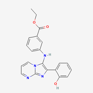 molecular formula C21H18N4O3 B15299529 Ethyl 3-{[2-(2-hydroxyphenyl)imidazo[1,2-a]pyrimidin-3-yl]amino}benzoate 