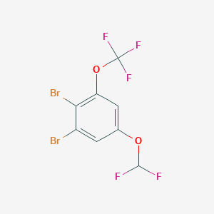 molecular formula C8H3Br2F5O2 B1529956 1,2-Dibromo-5-difluoromethoxy-3-(trifluoromethoxy)benzene CAS No. 1806349-60-9