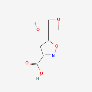 molecular formula C7H9NO5 B15299783 5-(3-Hydroxyoxetan-3-yl)-4,5-dihydro-1,2-oxazole-3-carboxylic acid 