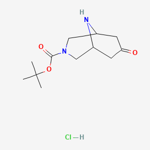 molecular formula C12H21ClN2O3 B15299817 Tert-butyl 7-oxo-3,9-diazabicyclo[3.3.1]nonane-3-carboxylate hydrochloride 