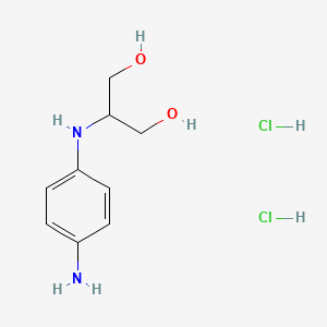 molecular formula C9H16Cl2N2O2 B15299849 2-[(4-Aminophenyl)amino]propane-1,3-diol dihydrochloride 