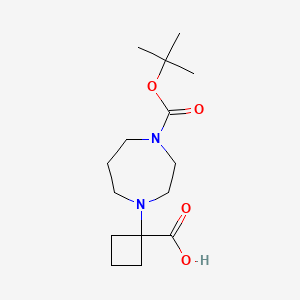 molecular formula C15H26N2O4 B15299981 1-{4-[(Tert-butoxy)carbonyl]-1,4-diazepan-1-yl}cyclobutane-1-carboxylic acid 