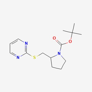 molecular formula C14H21N3O2S B15300219 2-(Pyrimidin-2-ylsulfanylmethyl)-pyrrolidine-1-carboxylic acid tert-butyl ester 