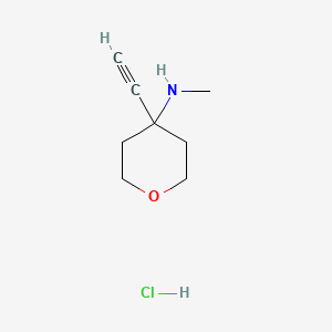 molecular formula C8H14ClNO B15300439 4-ethynyl-N-methyloxan-4-amine hydrochloride 