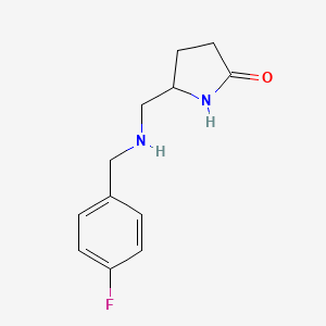 molecular formula C12H15FN2O B15300448 5-(((4-Fluorobenzyl)amino)methyl)pyrrolidin-2-one 