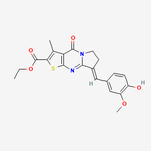 molecular formula C21H20N2O5S B15300517 ethyl (10E)-10-[(4-hydroxy-3-methoxyphenyl)methylidene]-4-methyl-2-oxo-6-thia-1,8-diazatricyclo[7.3.0.0,3,7]dodeca-3(7),4,8-triene-5-carboxylate 