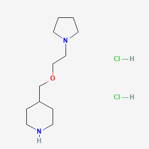 molecular formula C12H26Cl2N2O B1530081 4-((2-(Pyrrolidin-1-yl)ethoxy)methyl)piperidine dihydrochloride CAS No. 1248509-76-3