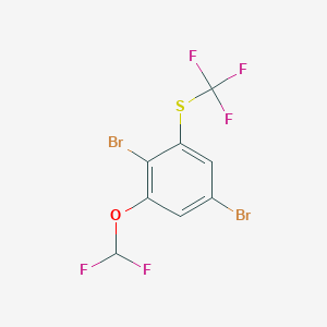 molecular formula C8H3Br2F5OS B1530134 1,4-Dibromo-2-difluoromethoxy-6-(trifluoromethylthio)benzene CAS No. 1804937-92-5