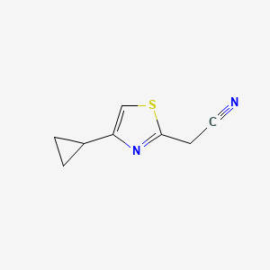 molecular formula C8H8N2S B1530186 2-(4-Cyclopropylthiazol-2-yl)acetonitrile CAS No. 1028352-85-3