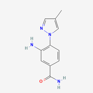 molecular formula C11H12N4O B1530194 3-amino-4-(4-methyl-1H-pyrazol-1-yl)benzamide CAS No. 1182766-09-1