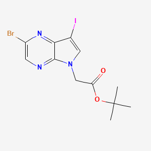 tert-butyl 2-{2-bromo-7-iodo-5H-pyrrolo[2,3-b]pyrazin-5-yl}acetate