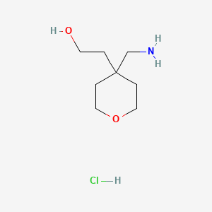 molecular formula C8H18ClNO2 B15303083 2-[4-(Aminomethyl)oxan-4-yl]ethan-1-ol hydrochloride 