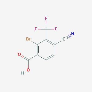 molecular formula C9H3BrF3NO2 B1530312 2-Bromo-4-cyano-3-(trifluoromethyl)benzoic acid CAS No. 1807213-29-1