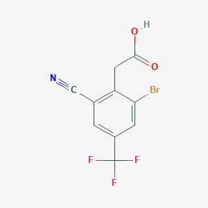 molecular formula C10H5BrF3NO2 B1530318 2-Bromo-6-cyano-4-(trifluoromethyl)phenylacetic acid CAS No. 1804406-83-4