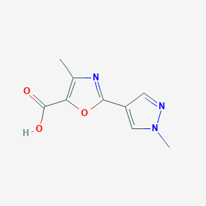 molecular formula C9H9N3O3 B1530341 4-甲基-2-(1-甲基-1H-吡唑-4-基)-1,3-恶唑-5-羧酸 CAS No. 1498817-98-3