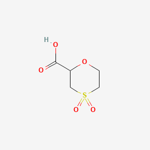 molecular formula C5H8O5S B15303578 4,4-Dioxo-1,4lambda6-oxathiane-2-carboxylic acid 