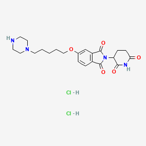 molecular formula C22H30Cl2N4O5 B15303603 2-(2,6-dioxopiperidin-3-yl)-5-{[5-(piperazin-1-yl)pentyl]oxy}-2,3-dihydro-1H-isoindole-1,3-dione dihydrochloride 