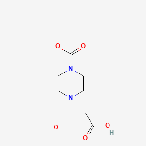 molecular formula C14H24N2O5 B15303644 2-(3-{4-[(Tert-butoxy)carbonyl]piperazin-1-yl}oxetan-3-yl)acetic acid 