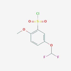 molecular formula C8H7ClF2O4S B1530366 5-(Difluoromethoxy)-2-methoxybenzene-1-sulfonyl chloride CAS No. 929341-63-9