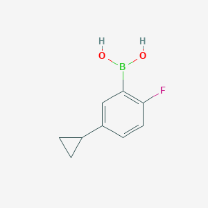 molecular formula C9H10BFO2 B1530367 5-环丙基-2-氟苯硼酸 CAS No. 1586045-56-8