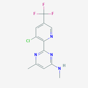 molecular formula C12H10ClF3N4 B1530371 2-[3-chloro-5-(trifluoromethyl)-2-pyridinyl]-N,6-dimethyl-4-pyrimidinamine CAS No. 1357147-51-3