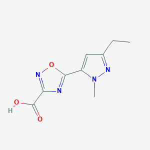 molecular formula C9H10N4O3 B15303746 5-(3-Ethyl-1-methyl-1h-pyrazol-5-yl)-1,2,4-oxadiazole-3-carboxylic acid 