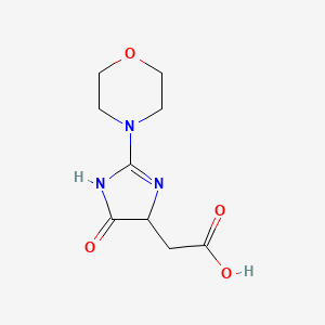 molecular formula C9H13N3O4 B1530376 (2-morpholin-4-yl-4-oxo-4,5-dihydro-1H-imidazol-5-yl)acetic acid CAS No. 1432065-70-7