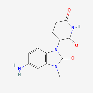 molecular formula C13H14N4O3 B15303802 3-(5-amino-2,3-dihydro-3-methyl-2-oxo-1H-benzimidazol-1-yl)-2,6-Piperidinedione 