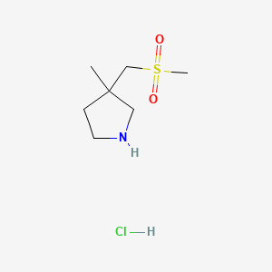 molecular formula C7H16ClNO2S B15303830 3-(Methanesulfonylmethyl)-3-methylpyrrolidine hydrochloride 