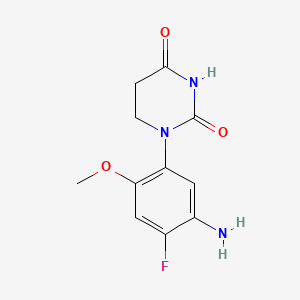 molecular formula C11H12FN3O3 B15303854 1-(5-Amino-4-fluoro-2-methoxy-phenyl)hexahydropyrimidine-2,4-dione 