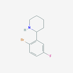 molecular formula C11H13BrFN B15303937 2-(2-Bromo-5-fluorophenyl)piperidine 