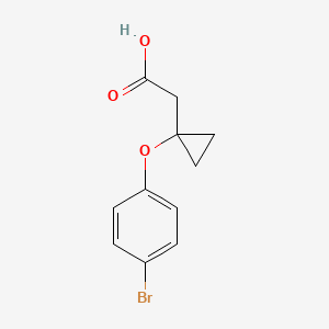 molecular formula C11H11BrO3 B15303980 2-[1-(4-Bromophenoxy)cyclopropyl]acetic acid 