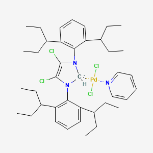 molecular formula C40H56Cl4N3Pd- B15304155 4,5-dichloro-1,3-bis[2,6-di(pentan-3-yl)phenyl]-2H-imidazol-2-ide;dichloropalladium;pyridine 