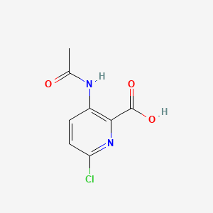 molecular formula C8H7ClN2O3 B15304209 3-Acetamido-6-chloropicolinic acid 